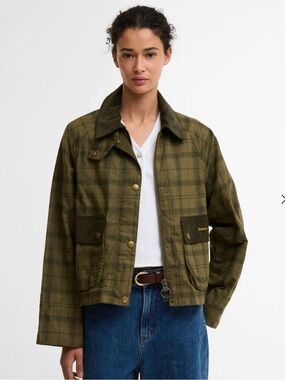 NWT Barbour Tartan Cropped Beadnell Jacket